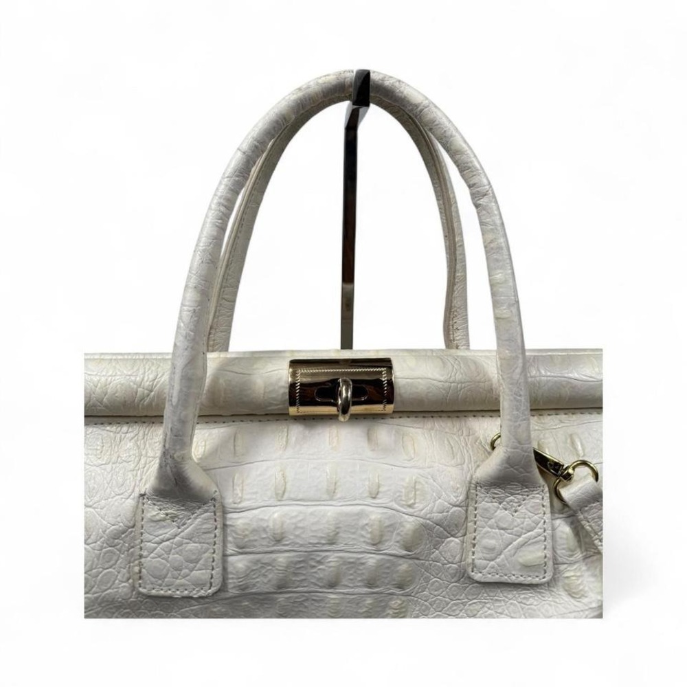 off white cream Croc-Embossed Leather Bag - Picture 3 of 8